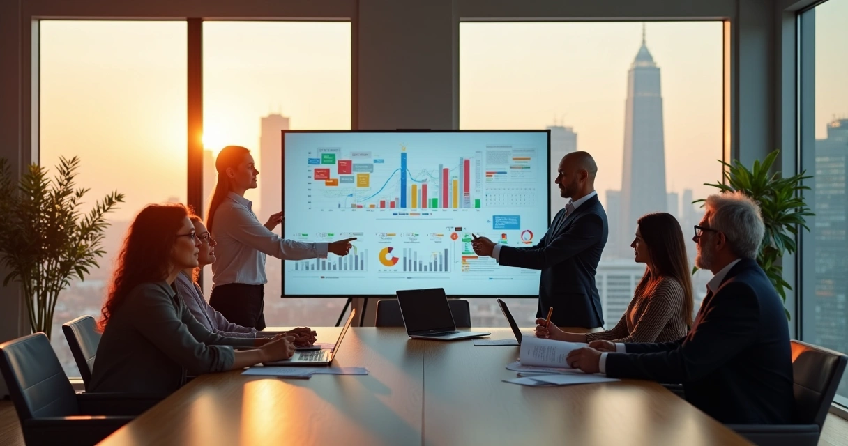 Equipe de diferentes idades reunida em mesa de reunião moderna 