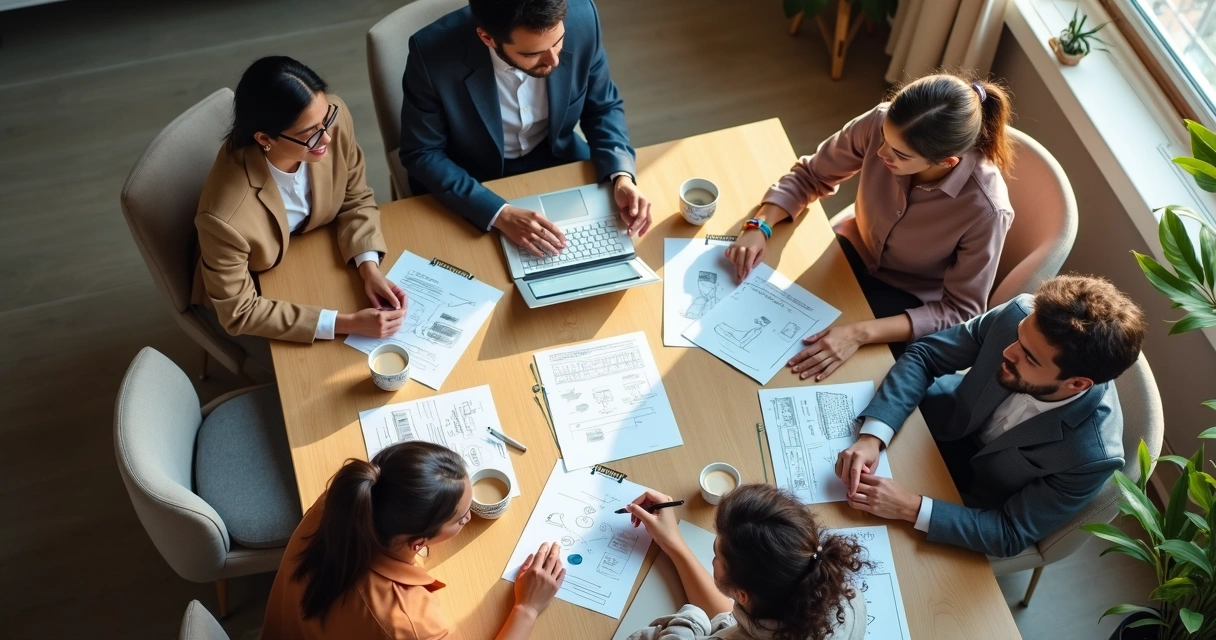 Profissionais diversos colaborando em ambiente de trabalho 