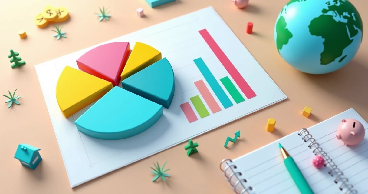Gráfico multicolorido mostrando diversificação de investimentos 