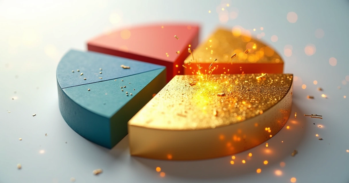 Gráfico ilustrativo de carteira de investimentos diversificada, incluindo ouro digital 