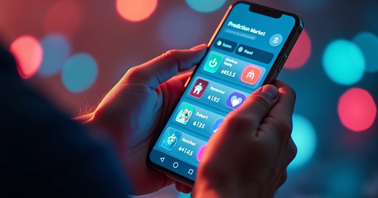 Pessoa selecionando diferentes eventos em um app de previsão