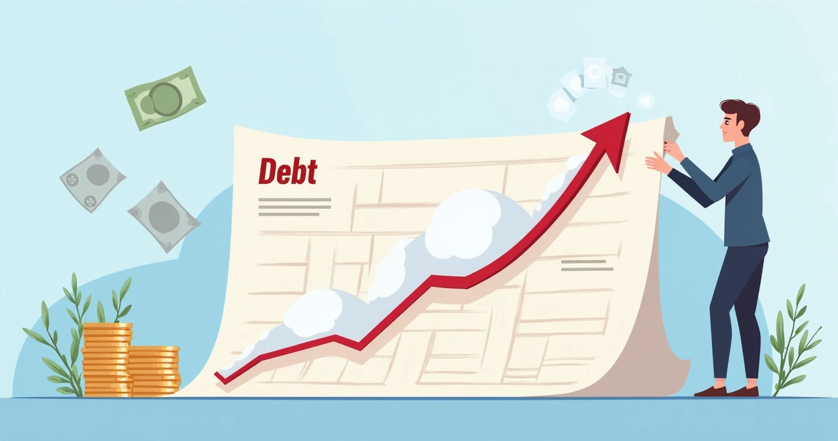 Gráfico mostrando dívida do cartão crescendo exponencialmente 