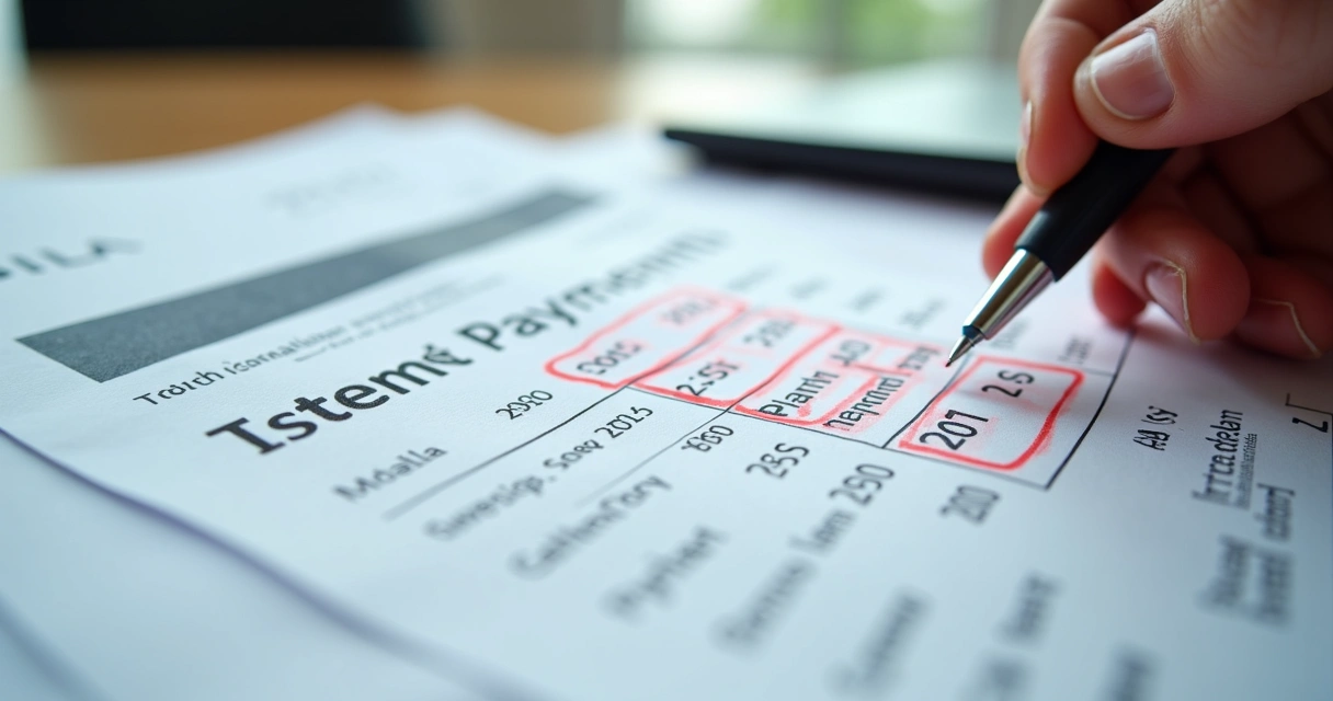 Boleto de dívida com várias parcelas em destaque 