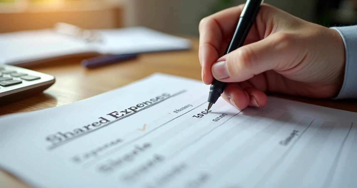 Persona revisando una lista financiera tras el divorcio. 