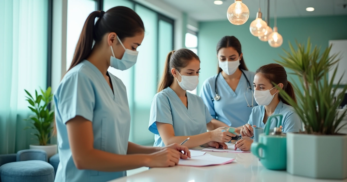Equipe odontológica divulgando campanha de tratamento