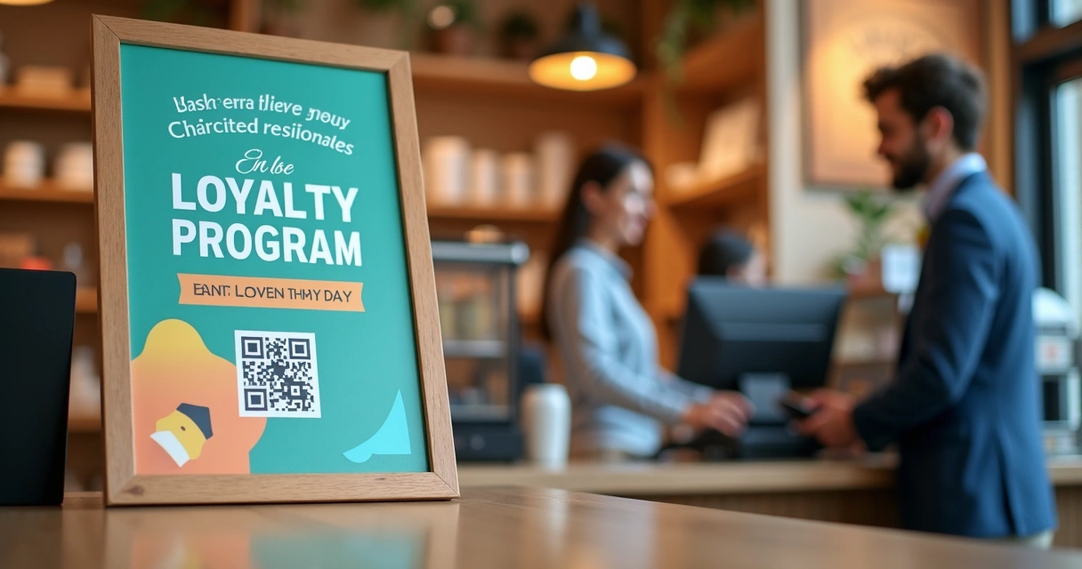 Cartaz promocional do programa de fidelidade em loja pequena 