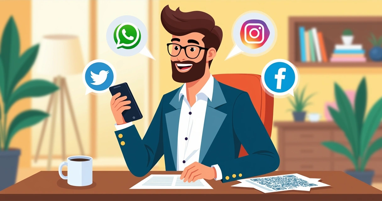 Empresário divulga catálogo digital via redes sociais. 