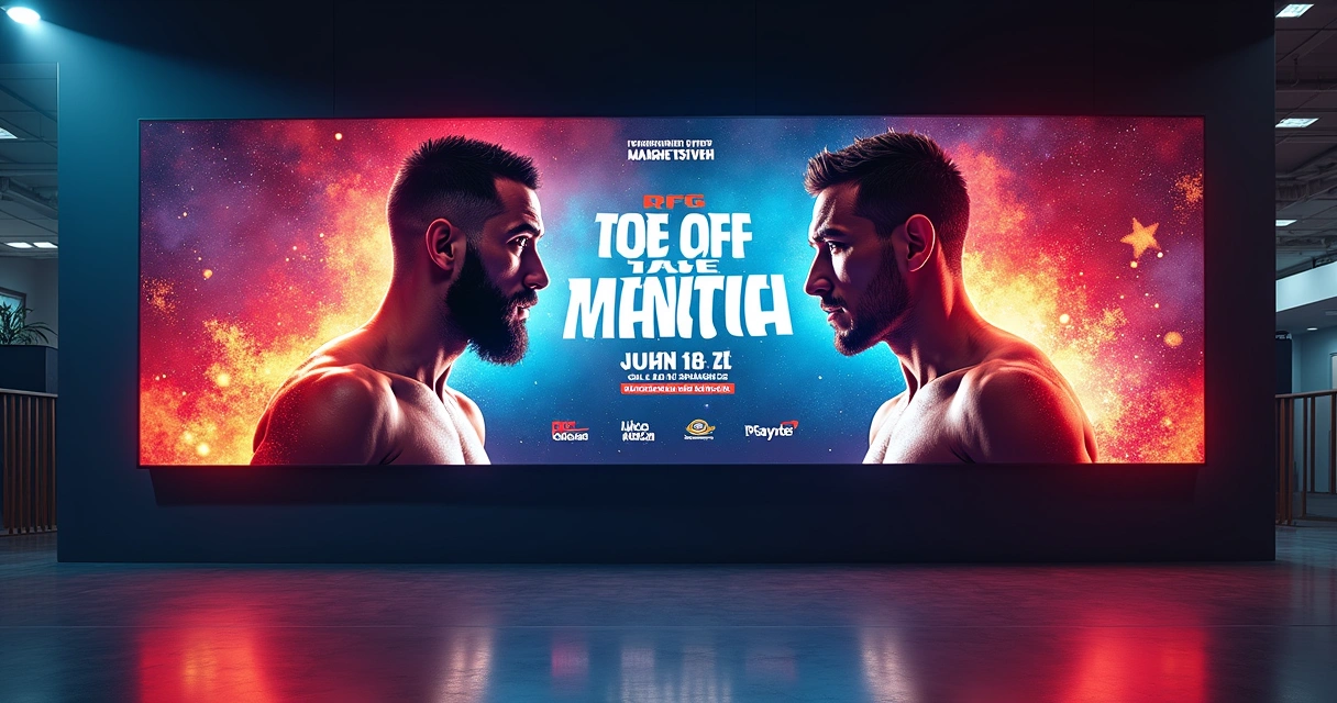 Banner digital de divulgação de evento de luta para redes sociais com atletas e datas 