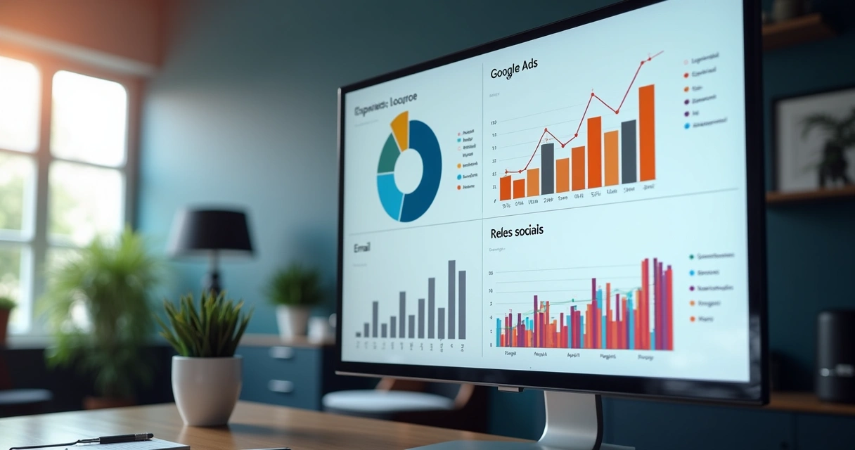 Gráfico mostrando crescimento de visitantes vindos de diferentes fontes digitais 