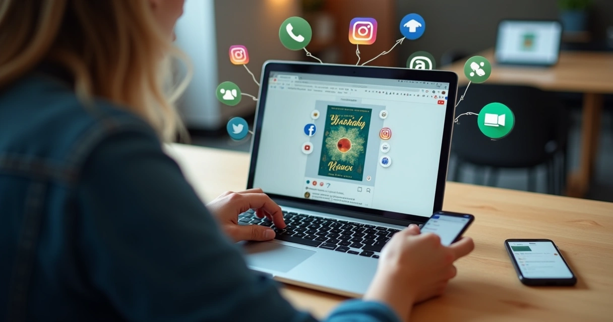 Autor usando redes sociais para divulgar livro. 