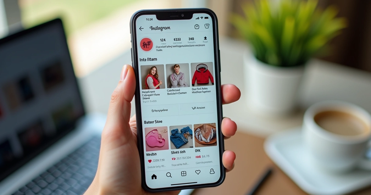 Celular exibindo loja virtual divulgada no Instagram 