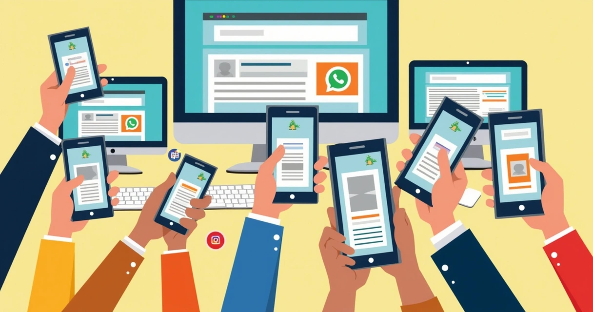 Compartilhamento de site em redes sociais e WhatsApp. 