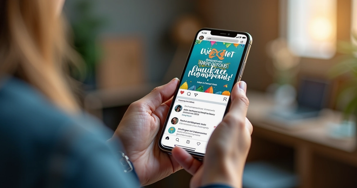 Cartaz digital de workshop de fotografia sendo divulgado em rede social