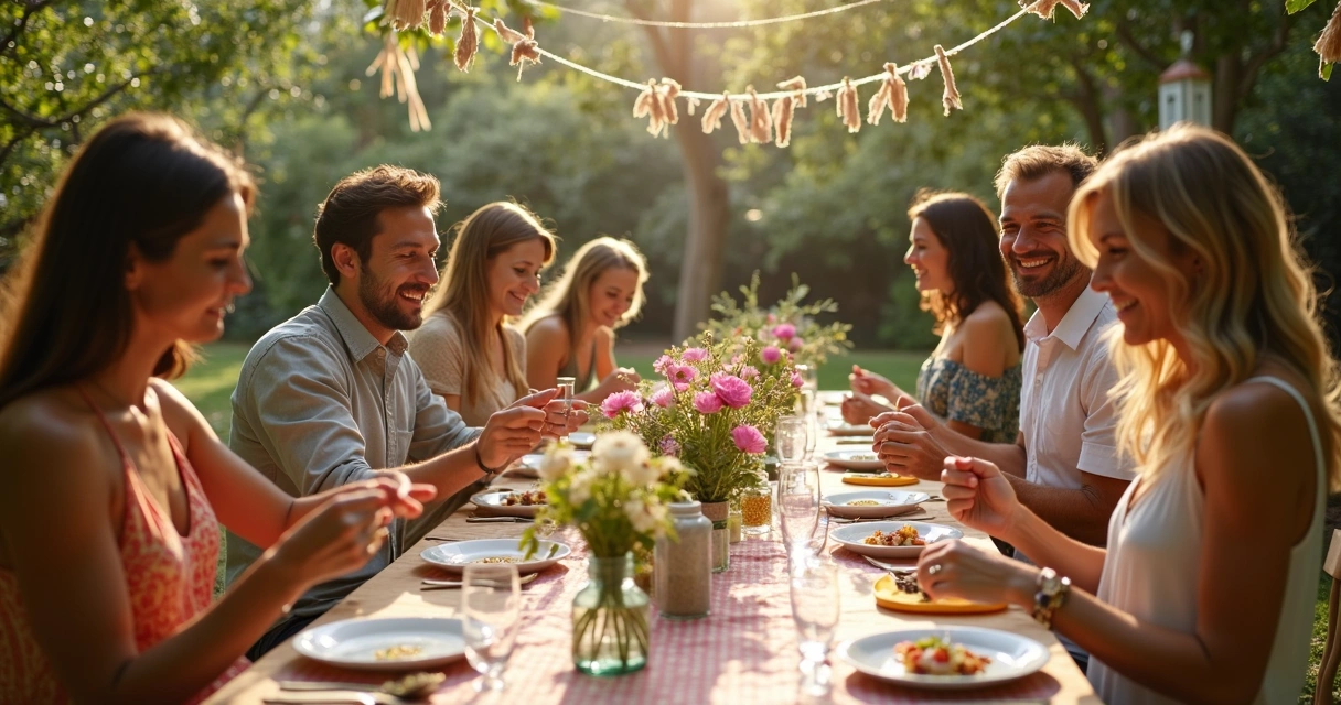 Bridal party setting up DIY wedding decorations 