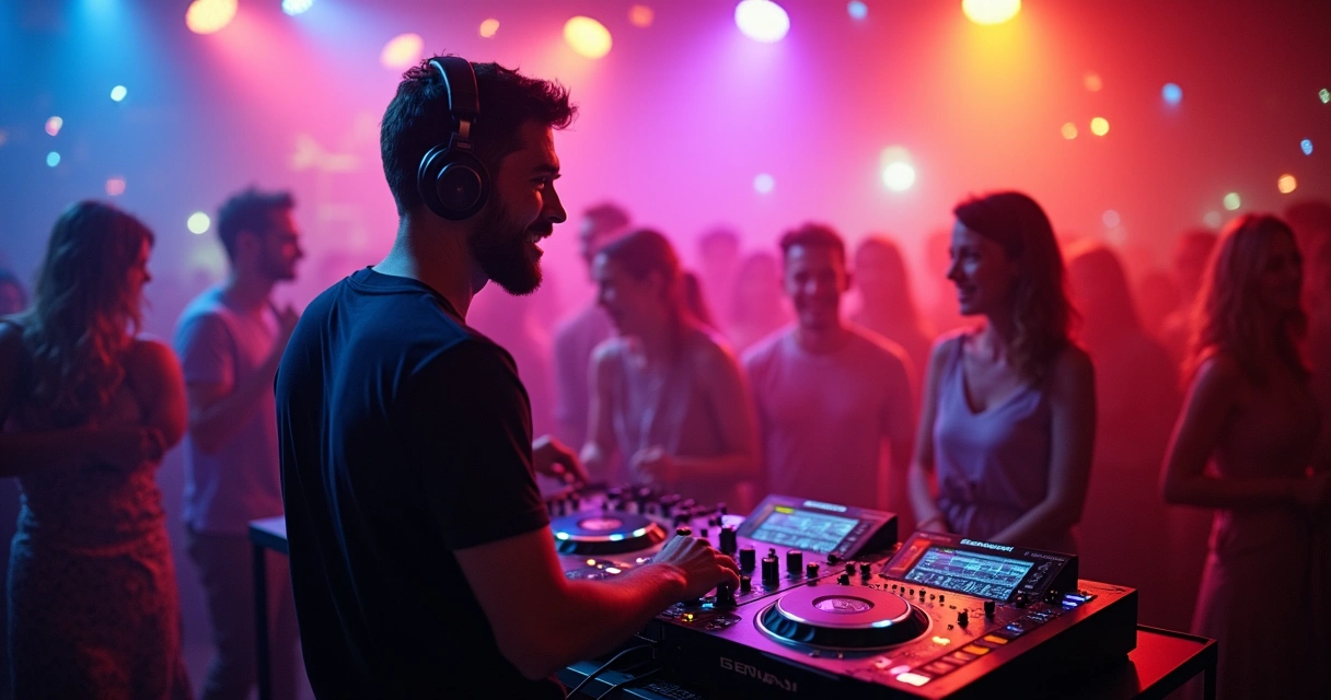 DJ animando reunião de amigos em festa íntima 