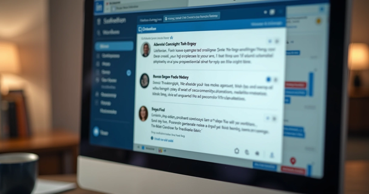 Tela de LinkedIn mostrando mensagens automáticas personalizadas 