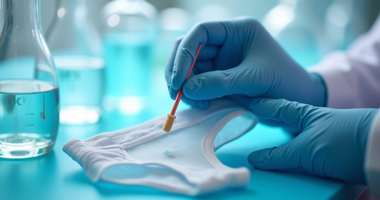 Técnico preparando teste de DNA em roupa íntima 