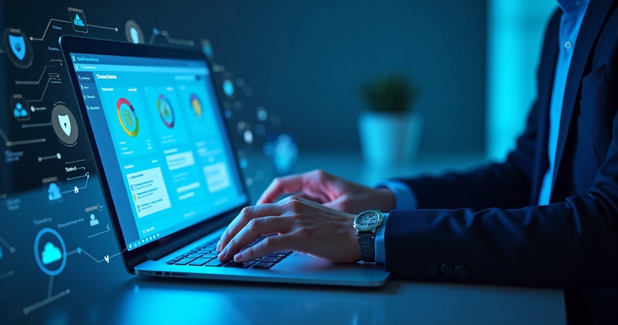 Gestor de TI configurando painel de domínio empresarial 