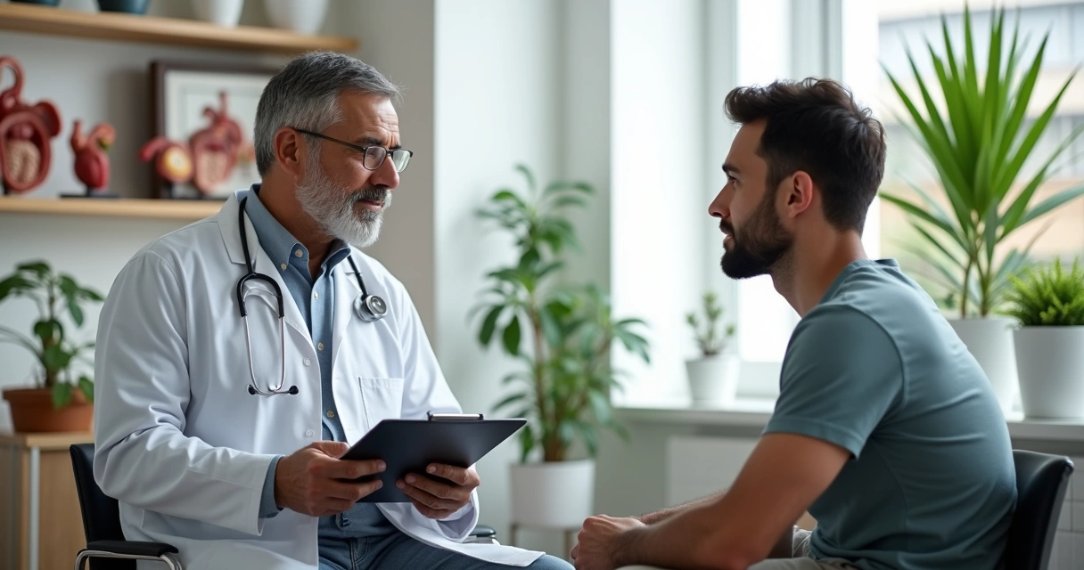 Doctor conversando con paciente durante consulta médica