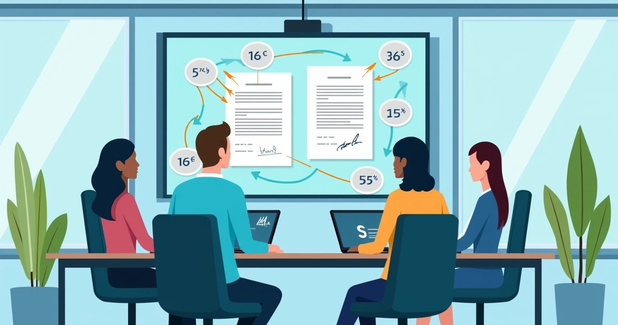 Sales team using digital tools for contract approval