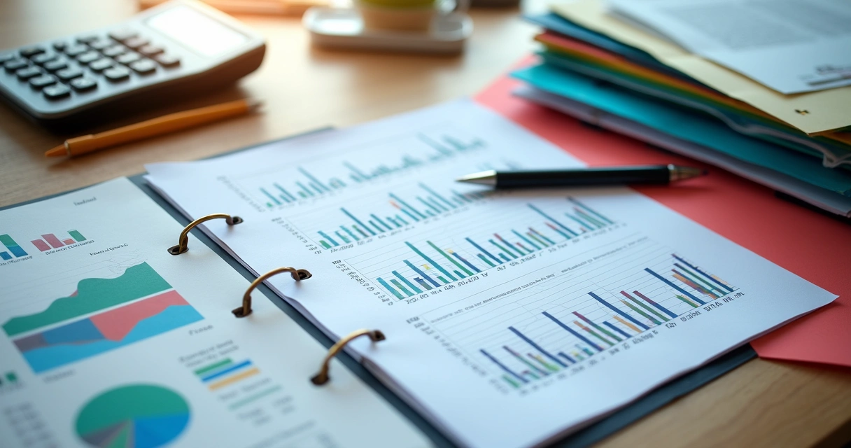 Arquivos e documentos contábeis sobre mesa de escritório