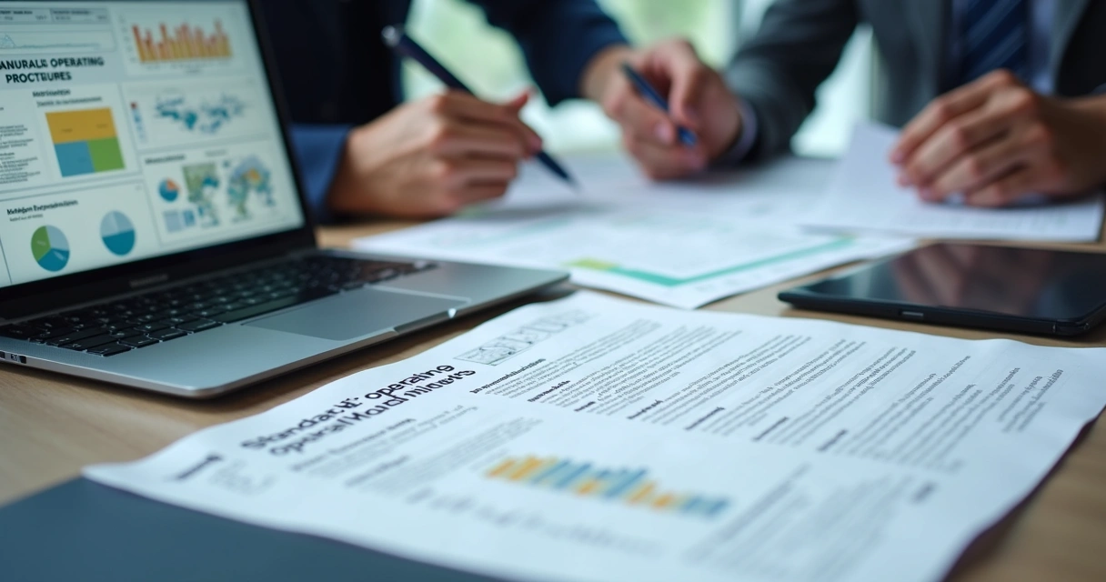 Documento padrão de processo ao lado de tela de BI 