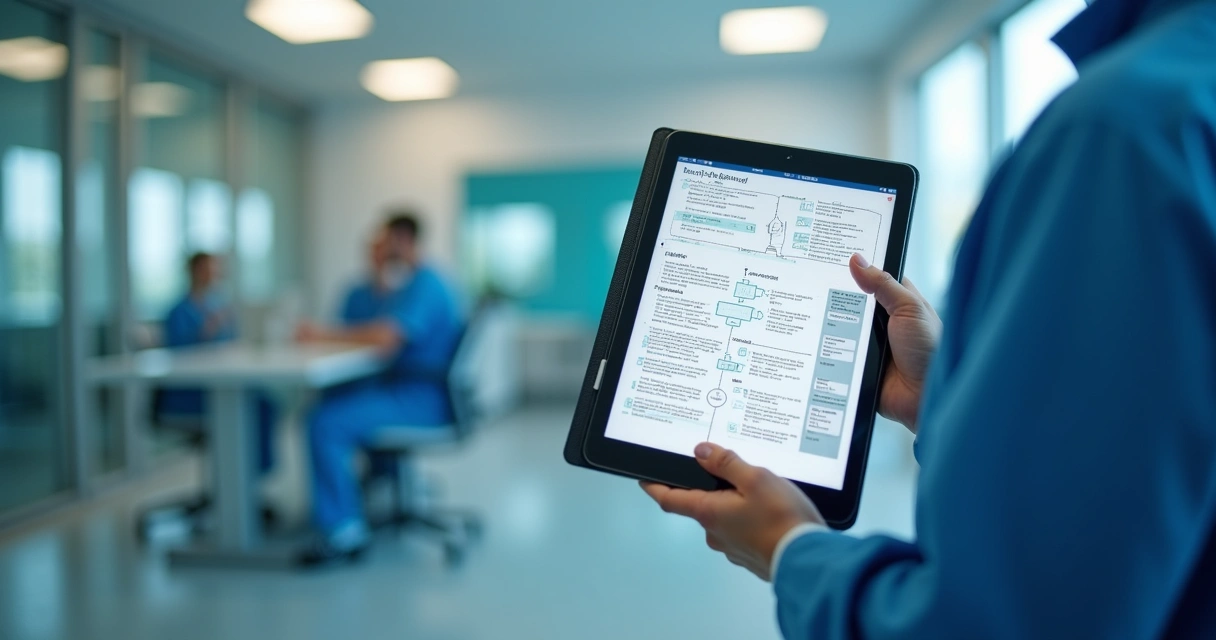 Manual digital aberto com fluxos de processos da clínica