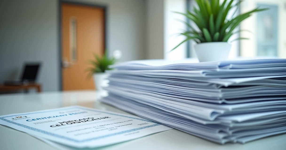 Documentação de licença sanitária exposta em empresa 