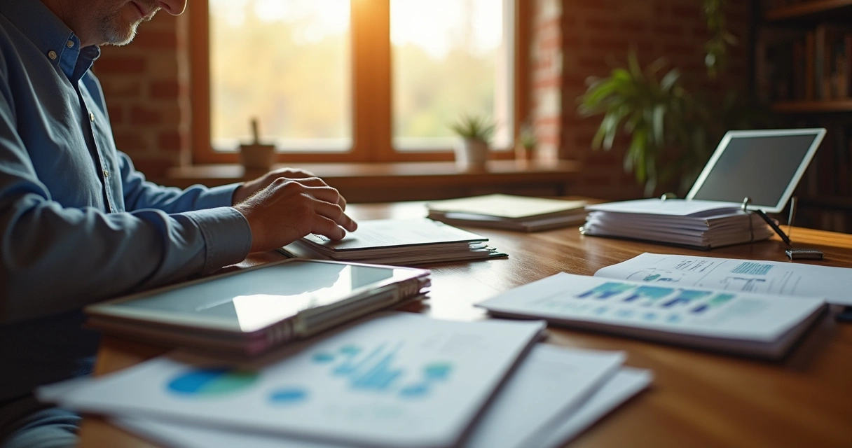 Gestora rural organizando documentação de treinamentos