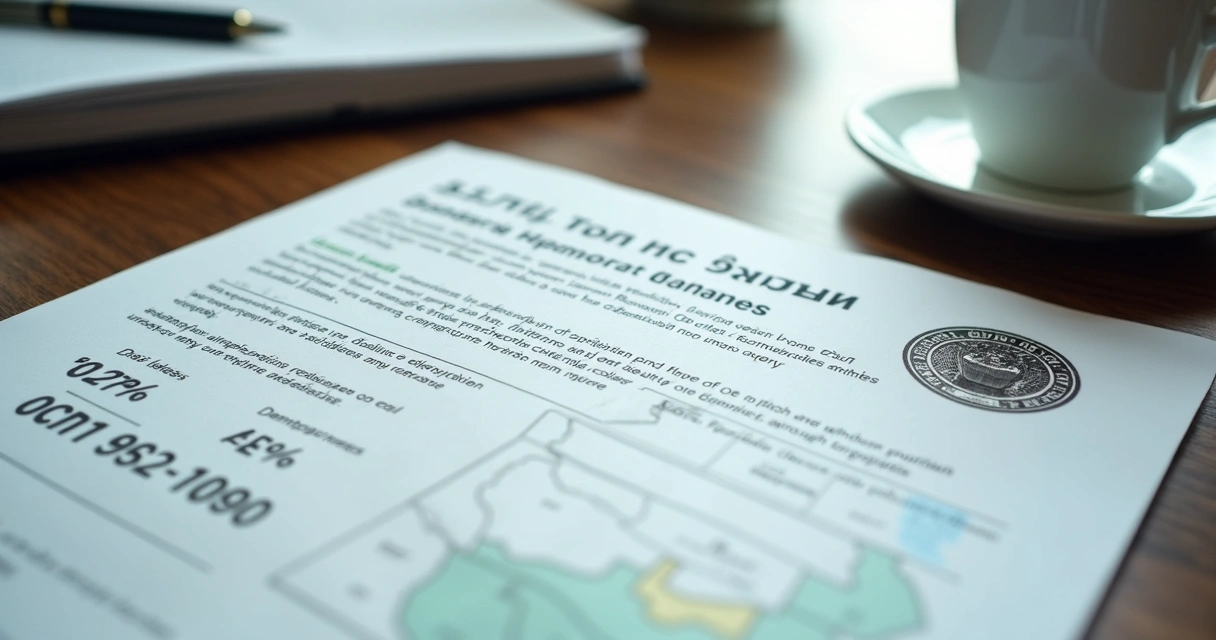 Close-up of a document draft with US Census data and an official seal 