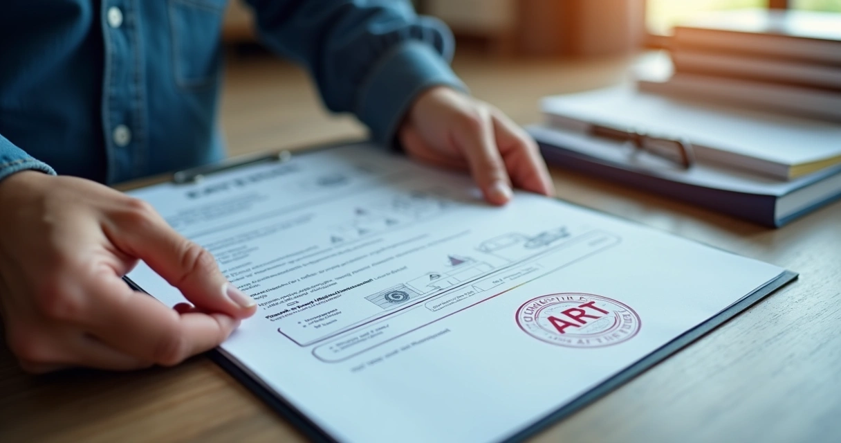 Laudo cautelar com ART em mãos de técnico 