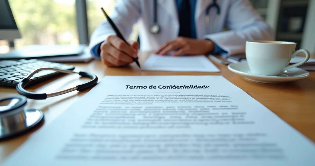 Assinatura de documento de confidencialidade em clínica médica 