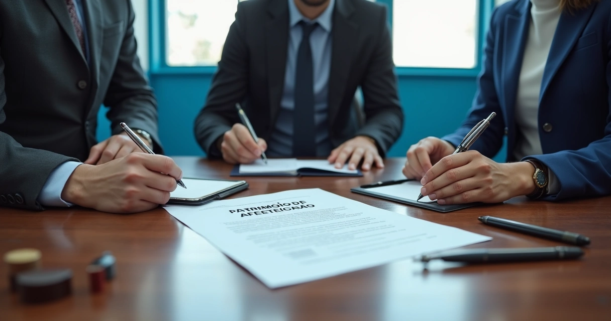 Assinatura de documento por incorporador e clientes, com papel timbrado de cartório 