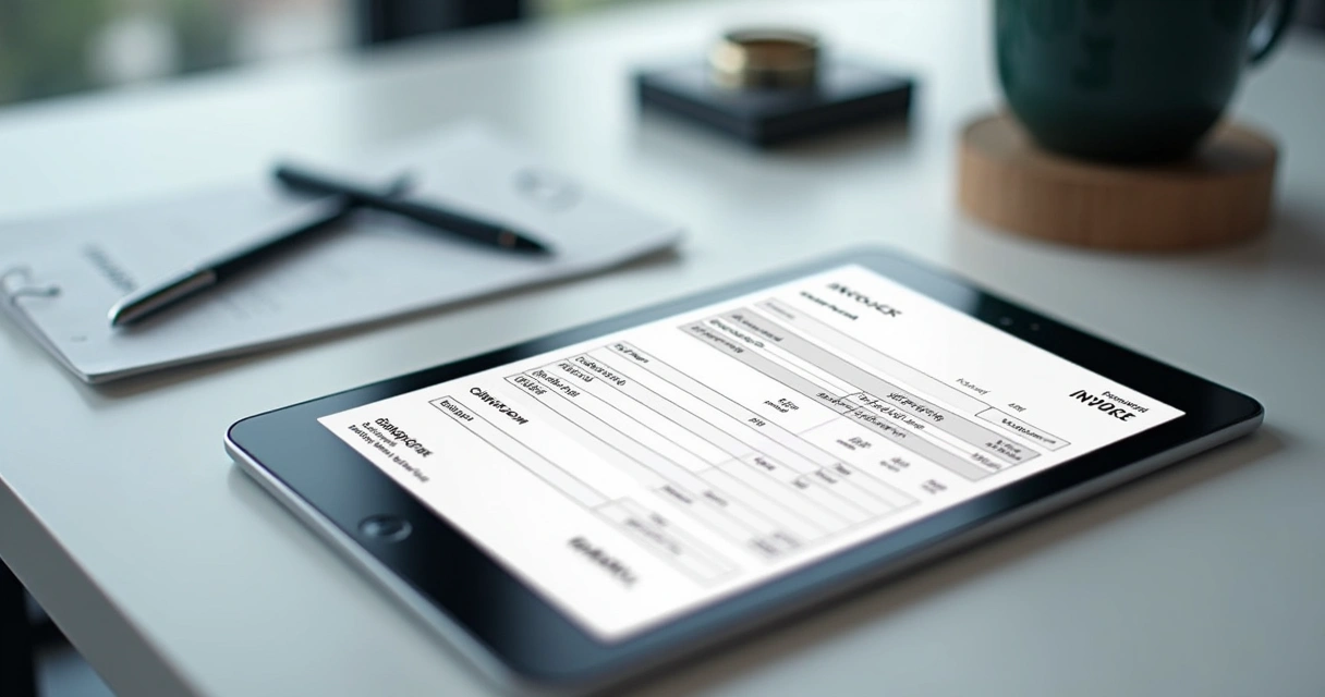 Ilustração de um documento fiscal digital unificado em tela 