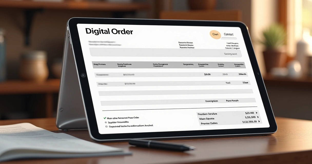 Documento digital de ordem de compra com assinatura eletrônica 