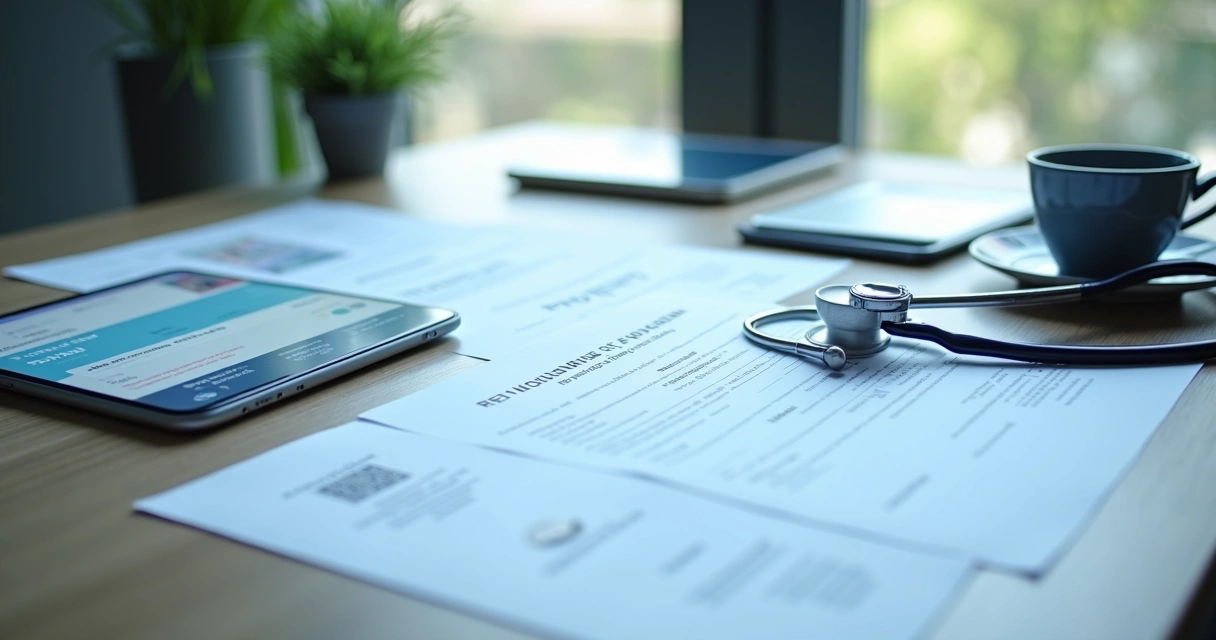 Documentos para abrir empresa médica em mesa organizada 