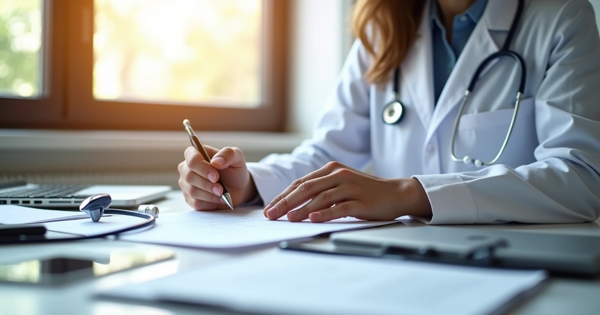 Profissional de saúde analisando documentos para abrir empresa 