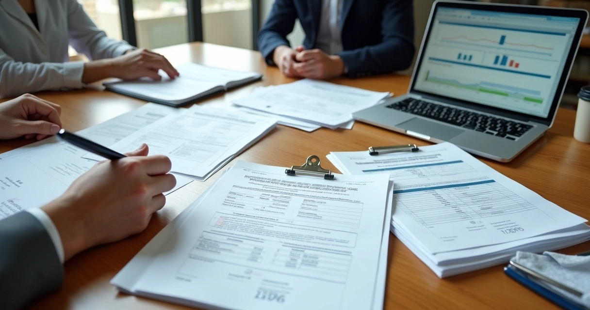 Documentos organizados sobre aluguel e imposto de renda na mesa 