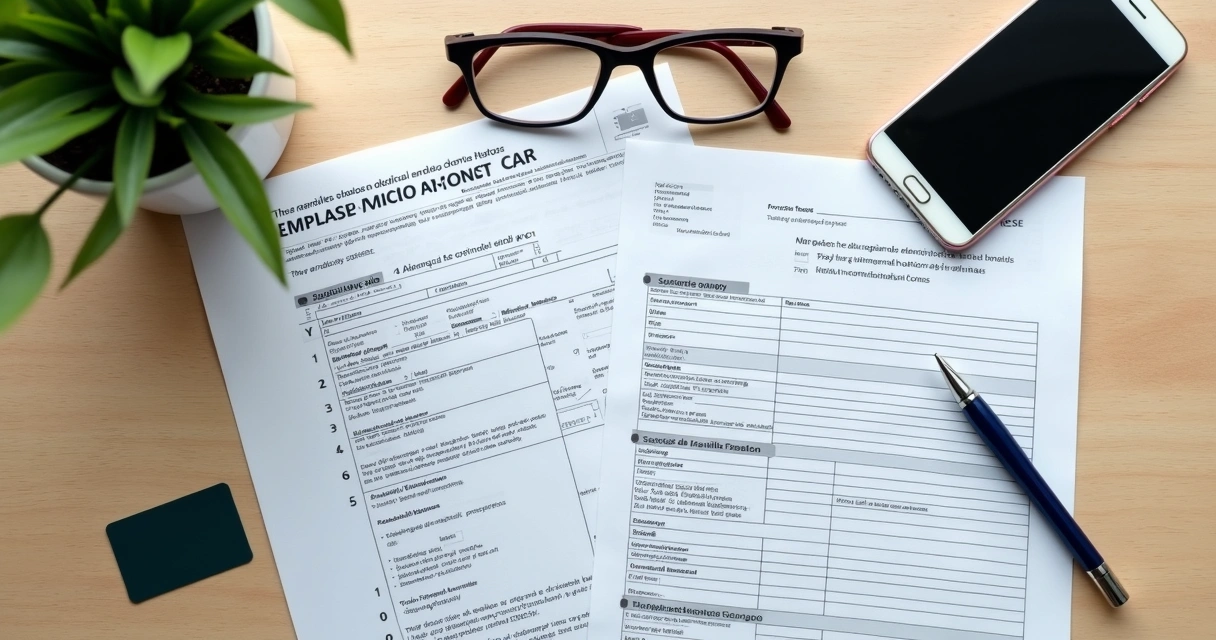 Mesa com laudos médicos, carteira de trabalho e formulários previdenciários 