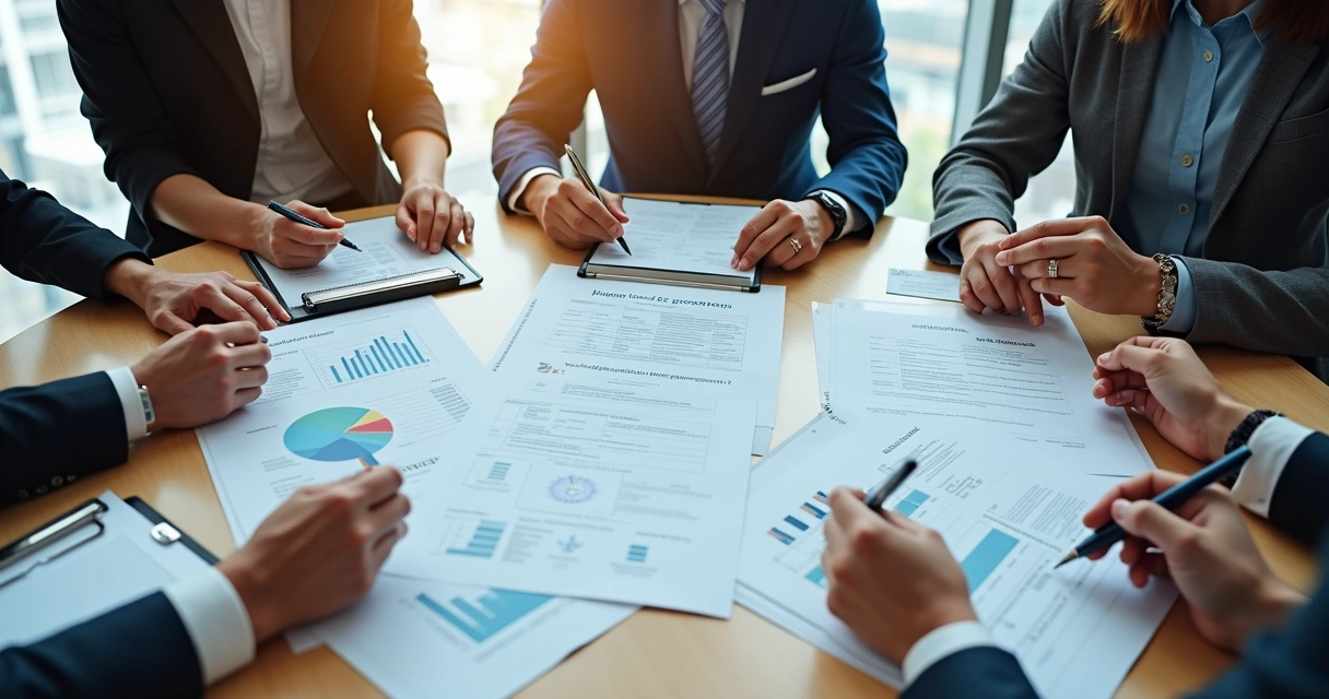 Documentos de cadastro organizados em uma mesa 