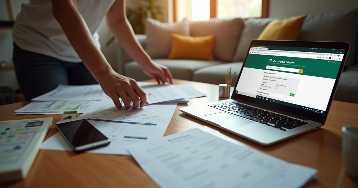 Pessoa organizando documentos para inscrição CNH social