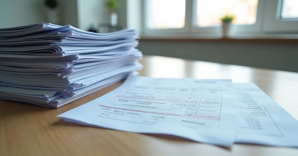 Documentos médicos organizados para perícia. 