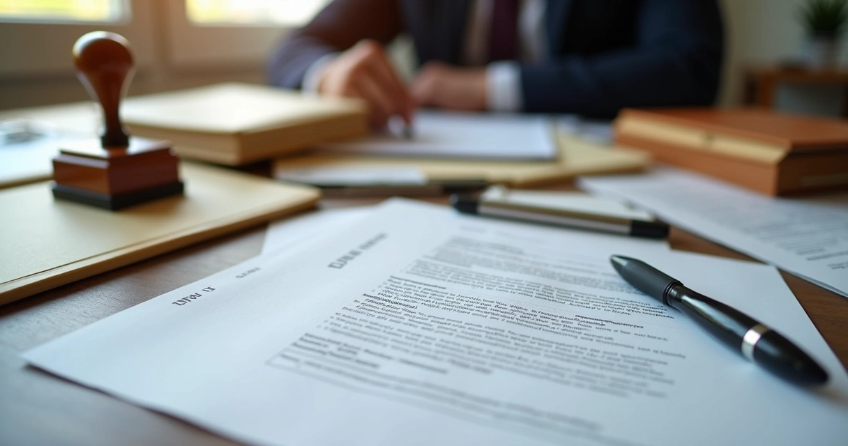 Documentos organizados em uma mesa de condomínio