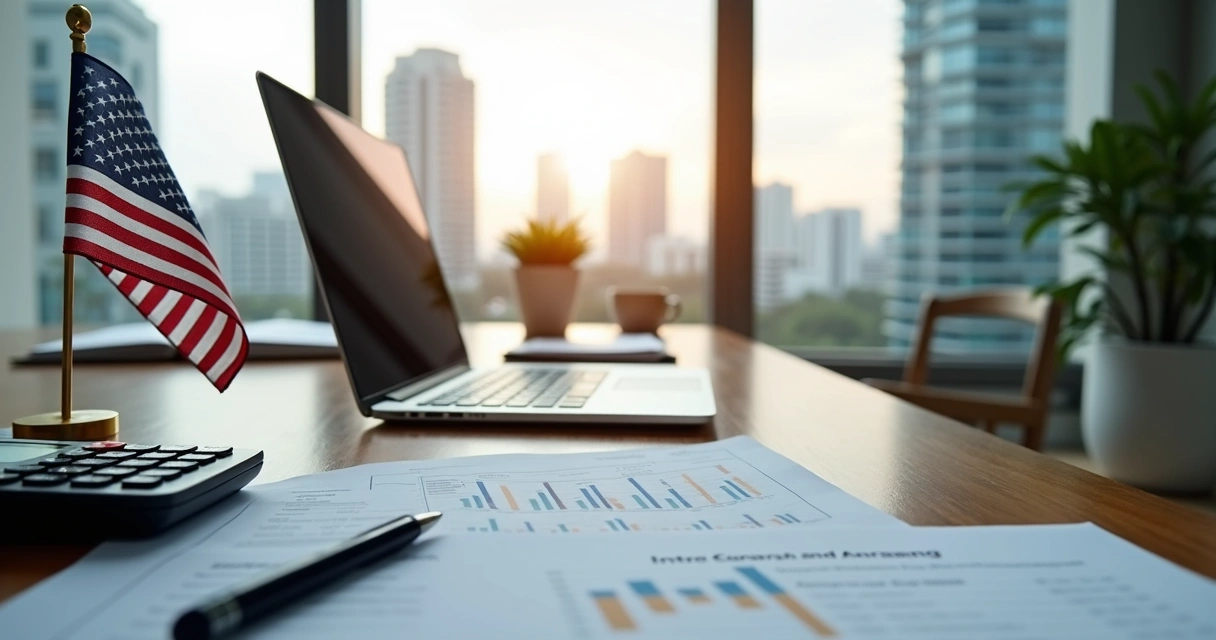 Mesa com documentos fiscais em Miami 