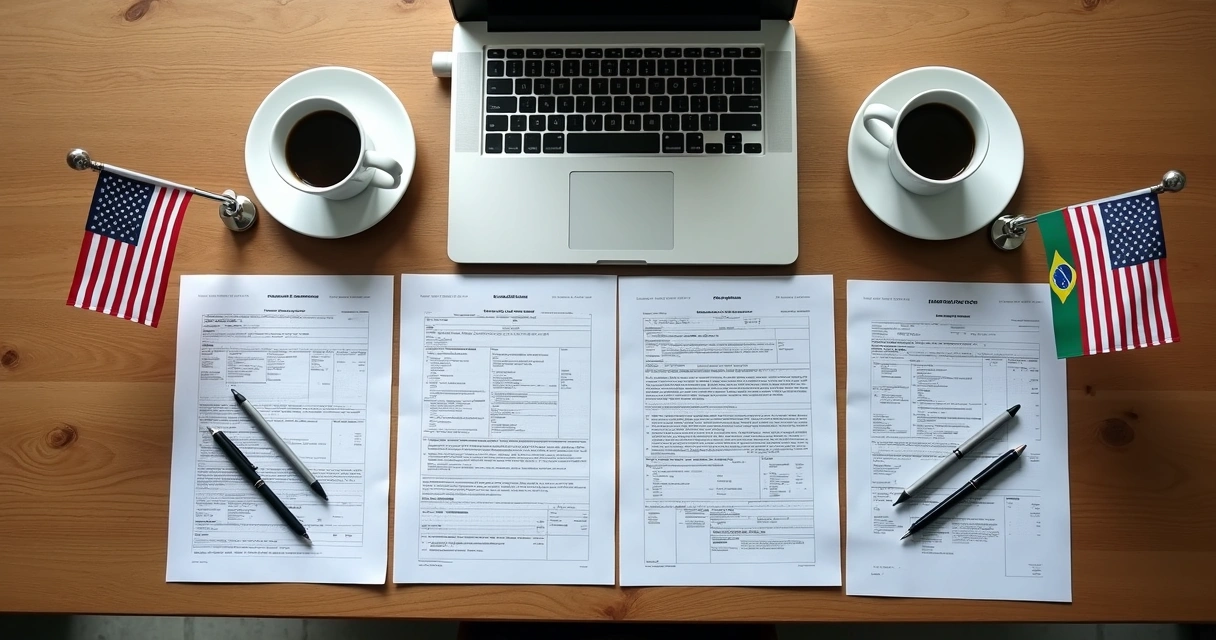 15 perguntas para entrevistar um contador dos EUA em 2026 2 Documentos contábeis americanos e brasileiros lado a lado
