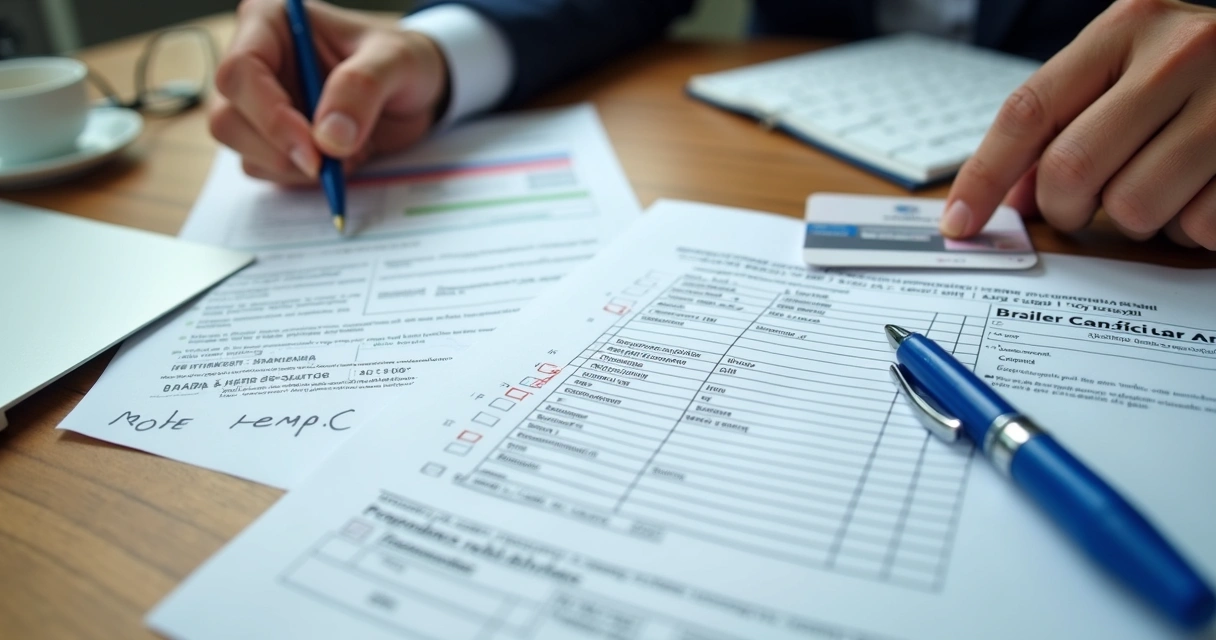 Documentos necessários para contrato de locação organizados na mesa, incluindo RG, CPF e comprovante de renda. 