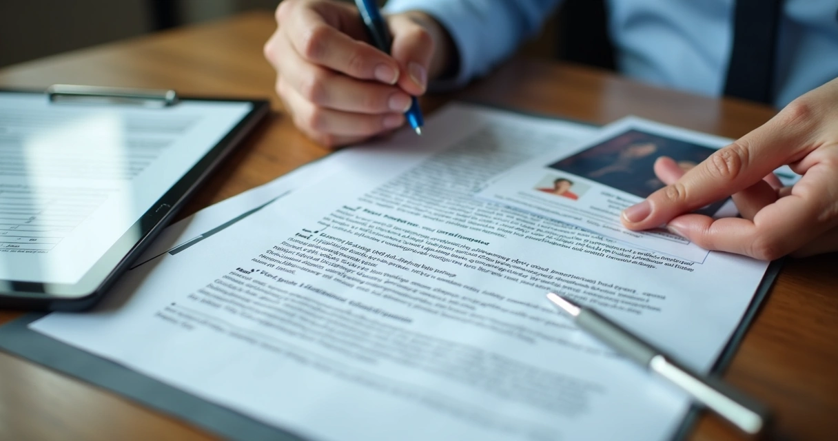 Papéis e caneta sobre mesa mostram checagem de documentos para aluguel 