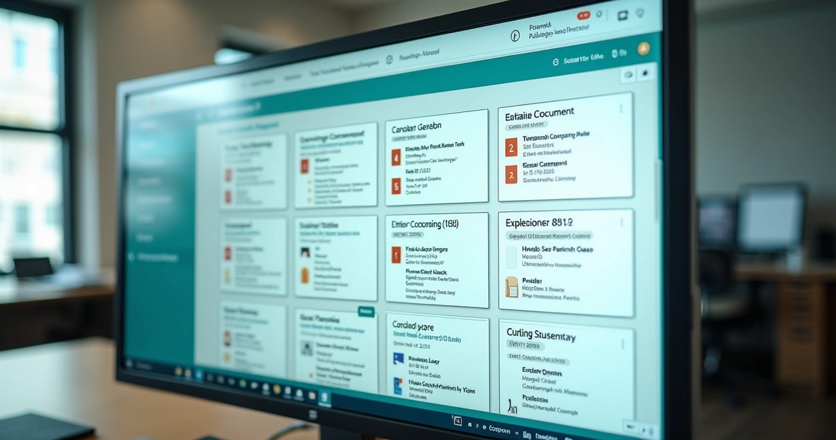 Diversos documentos digitais de condomínio organizados em tela