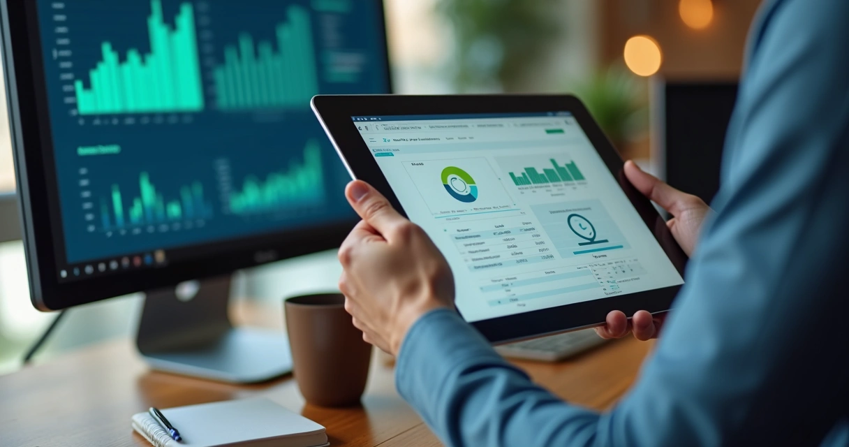 Documentos digitais de contabilidade sendo analisados em computador 