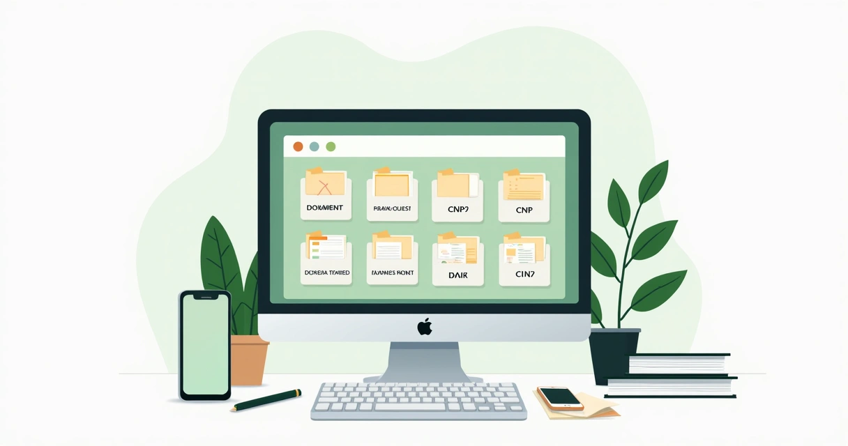 Organização de documentos digitais em computador 